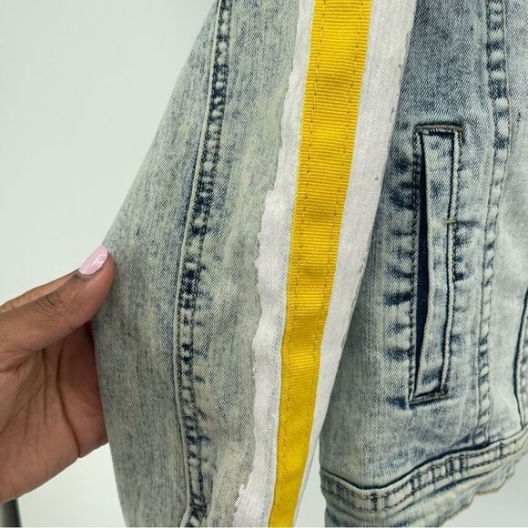 Waimea Boy’s Snow Gold Paint Tape Button Front Denim Jean Jacket Medium - Picture 8 of 17